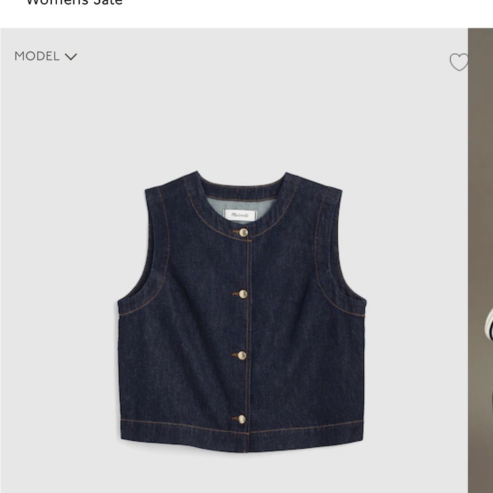 Madewell Denim Shell Vest Top, Size 6 NWT